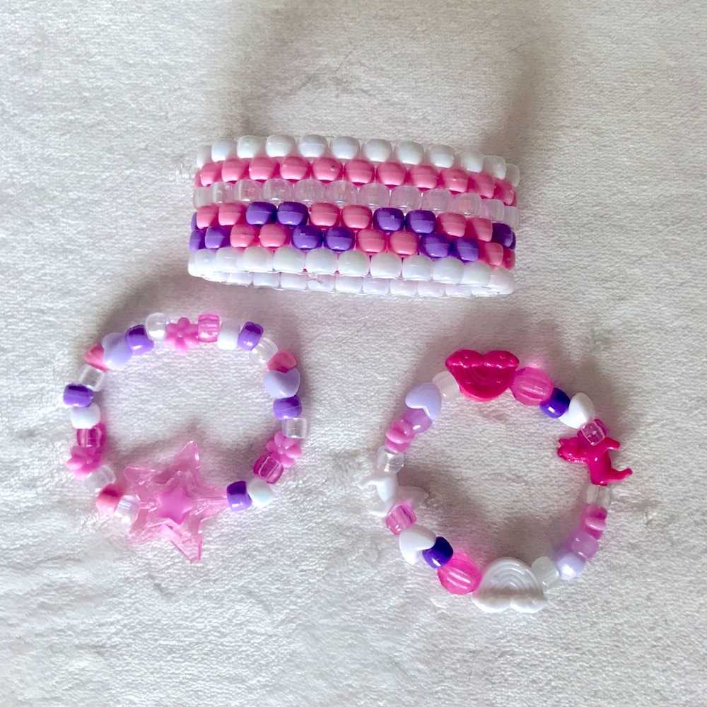 Kawaii Unicorn friendship bracelets cuff handmade rave festival